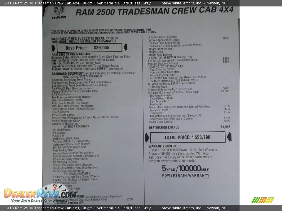 2018 Ram 2500 Tradesman Crew Cab 4x4 Bright Silver Metallic / Black/Diesel Gray Photo #29