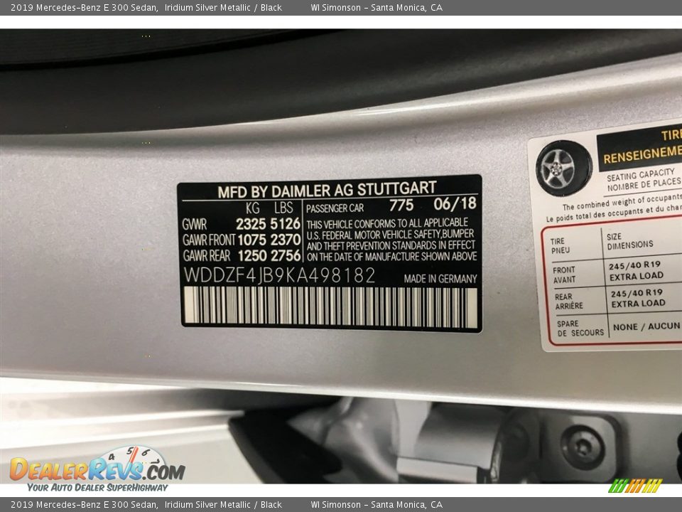 2019 Mercedes-Benz E 300 Sedan Iridium Silver Metallic / Black Photo #11