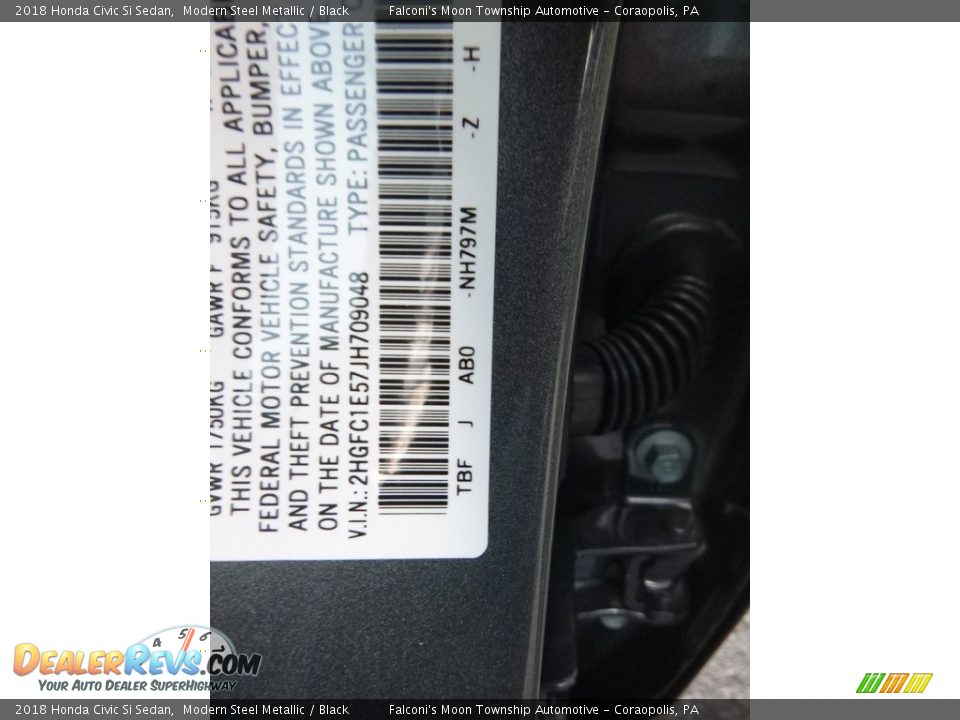 2018 Honda Civic Si Sedan Modern Steel Metallic / Black Photo #12