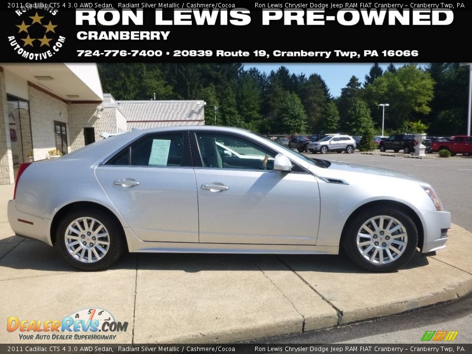 2011 Cadillac CTS 4 3.0 AWD Sedan Radiant Silver Metallic / Cashmere/Cocoa Photo #1