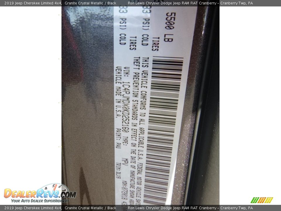 2019 Jeep Cherokee Limited 4x4 Granite Crystal Metallic / Black Photo #15