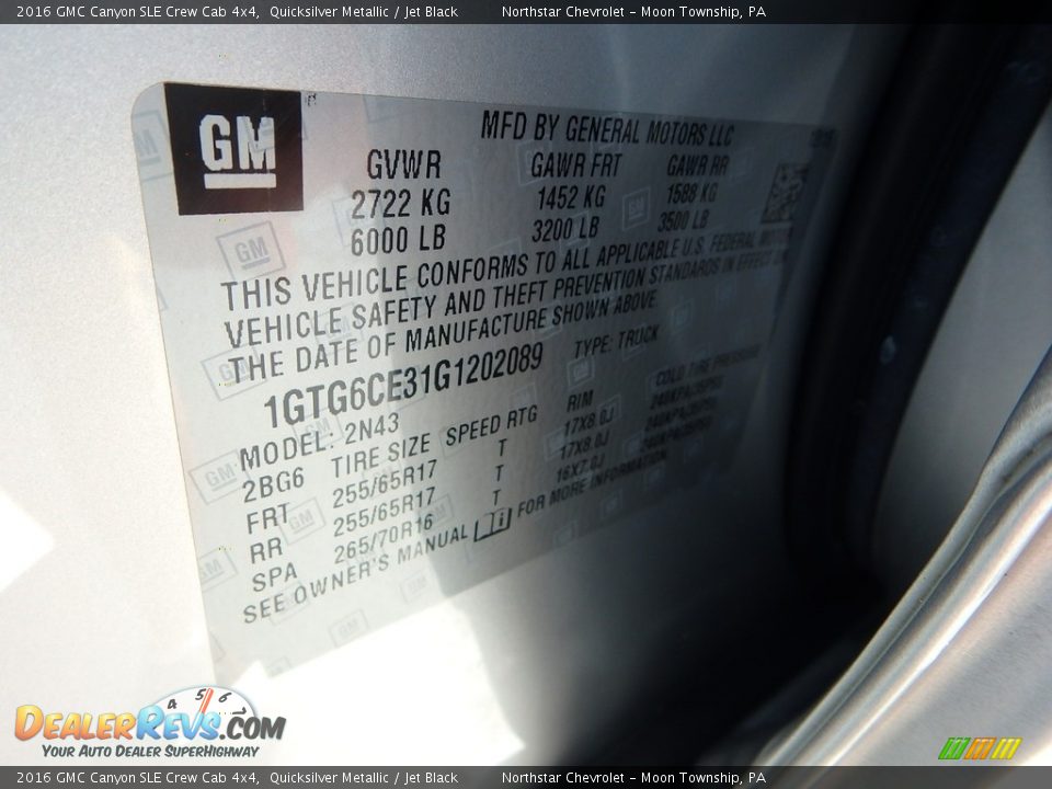 2016 GMC Canyon SLE Crew Cab 4x4 Quicksilver Metallic / Jet Black Photo #28