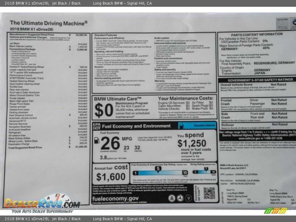 2018 BMW X1 sDrive28i Jet Black / Black Photo #10