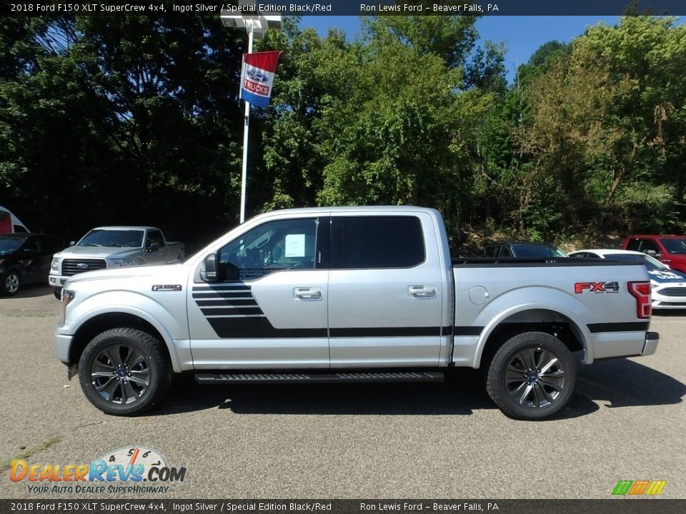 2018 Ford F150 XLT SuperCrew 4x4 Ingot Silver / Special Edition Black/Red Photo #6
