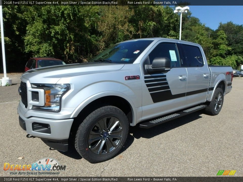 2018 Ford F150 XLT SuperCrew 4x4 Ingot Silver / Special Edition Black/Red Photo #7