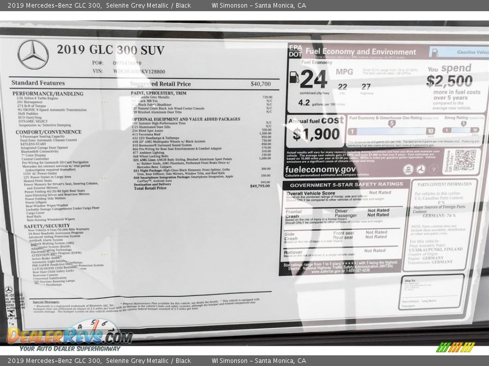 2019 Mercedes-Benz GLC 300 Selenite Grey Metallic / Black Photo #10