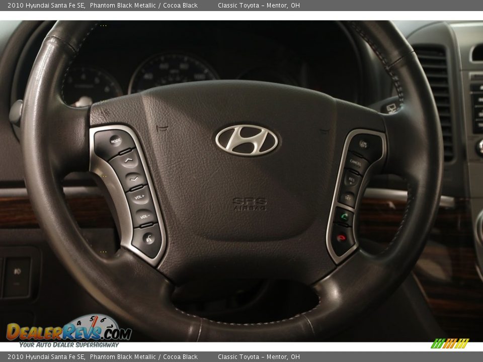 2010 Hyundai Santa Fe SE Phantom Black Metallic / Cocoa Black Photo #7