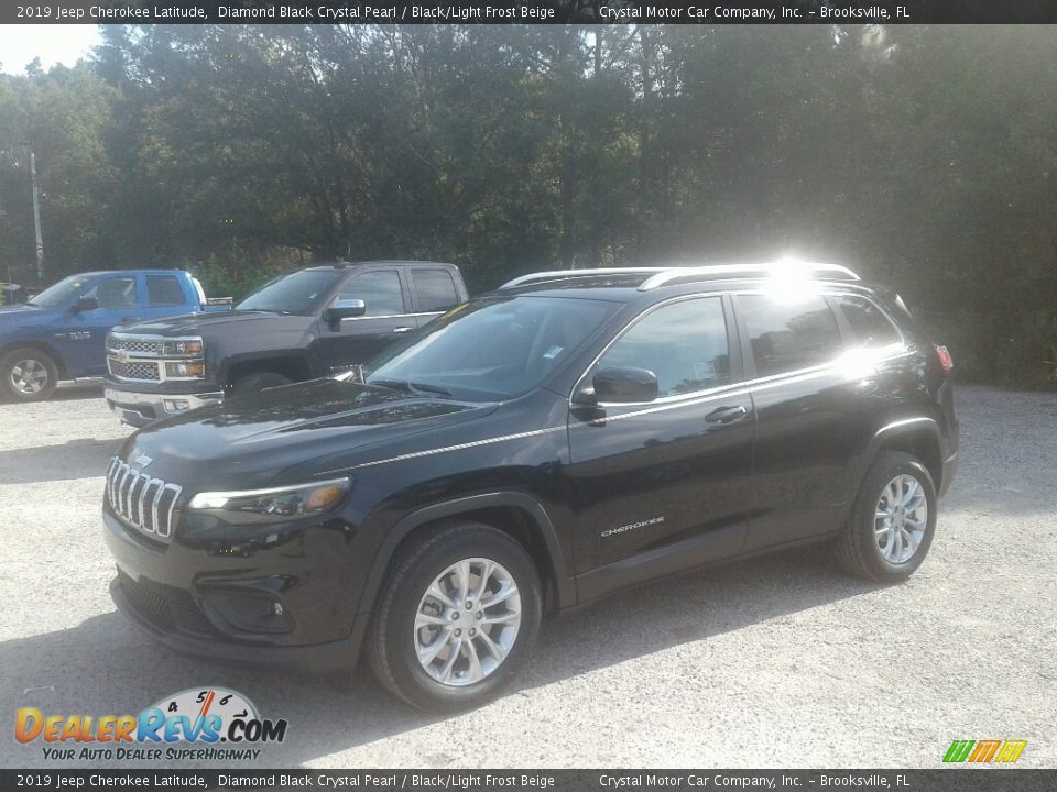 2019 Jeep Cherokee Latitude Diamond Black Crystal Pearl / Black/Light Frost Beige Photo #1