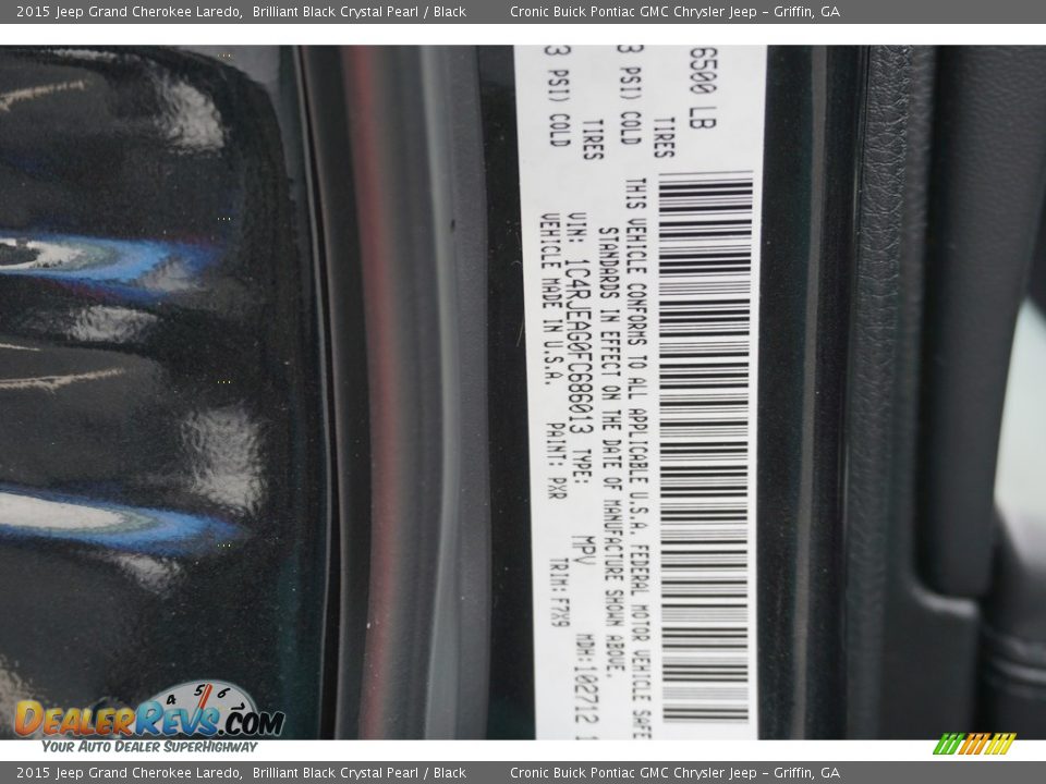 2015 Jeep Grand Cherokee Laredo Brilliant Black Crystal Pearl / Black Photo #17