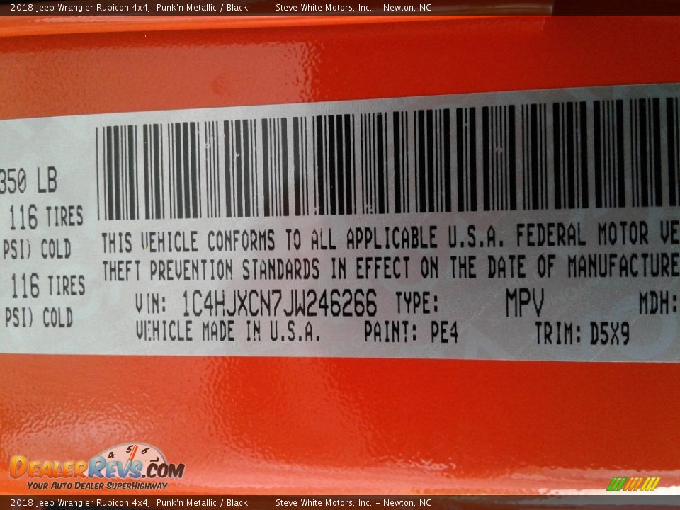 2018 Jeep Wrangler Rubicon 4x4 Punk'n Metallic / Black Photo #30