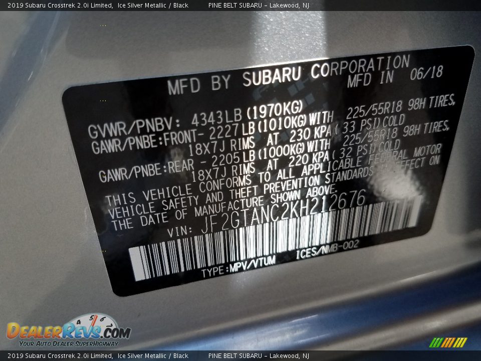 2019 Subaru Crosstrek 2.0i Limited Ice Silver Metallic / Black Photo #9
