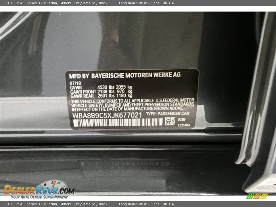 2018 BMW 3 Series 330i Sedan Mineral Grey Metallic / Black Photo #11