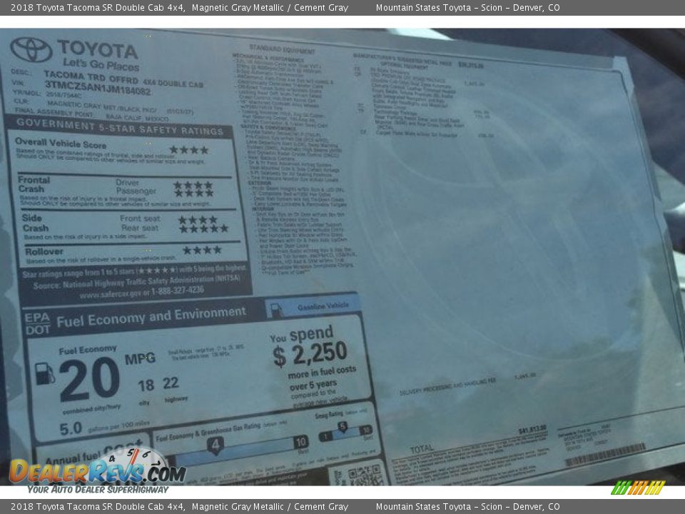 2018 Toyota Tacoma SR Double Cab 4x4 Magnetic Gray Metallic / Cement Gray Photo #36