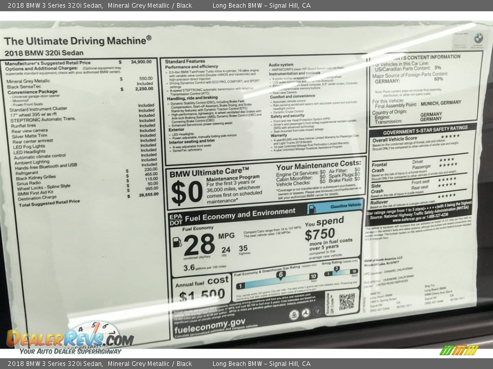 2018 BMW 3 Series 320i Sedan Mineral Grey Metallic / Black Photo #10