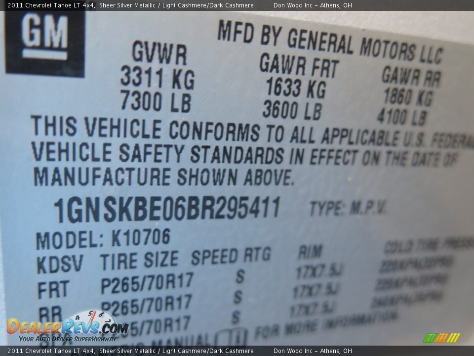 2011 Chevrolet Tahoe LT 4x4 Sheer Silver Metallic / Light Cashmere/Dark Cashmere Photo #35