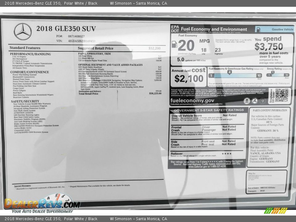 2018 Mercedes-Benz GLE 350 Polar White / Black Photo #10