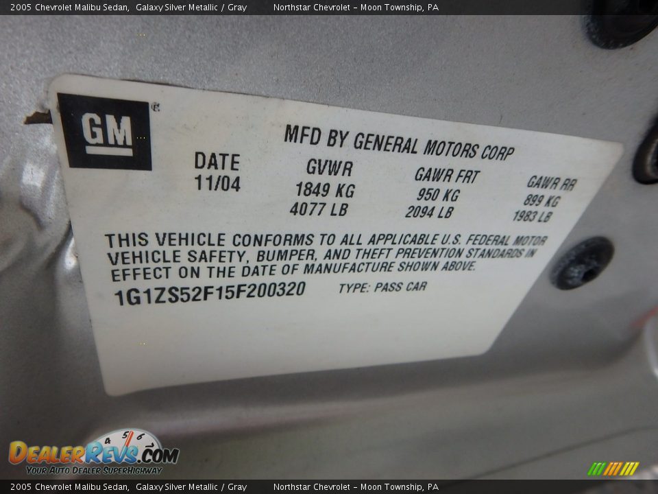 2005 Chevrolet Malibu Sedan Galaxy Silver Metallic / Gray Photo #14