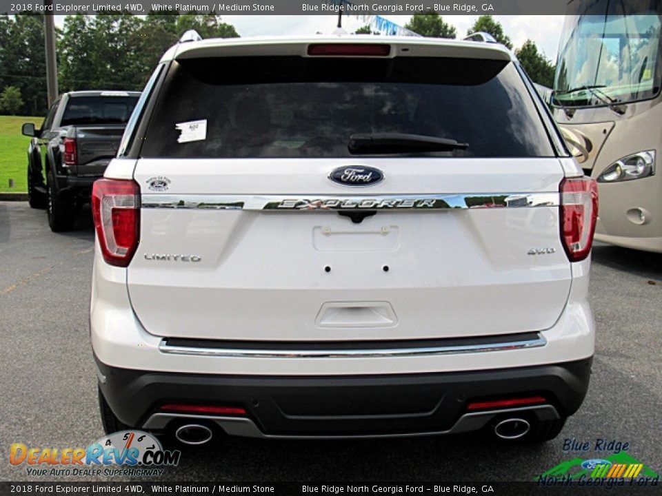 2018 Ford Explorer Limited 4WD White Platinum / Medium Stone Photo #4