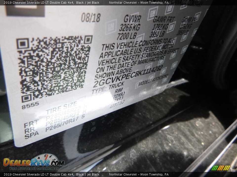 2019 Chevrolet Silverado LD LT Double Cab 4x4 Black / Jet Black Photo #17