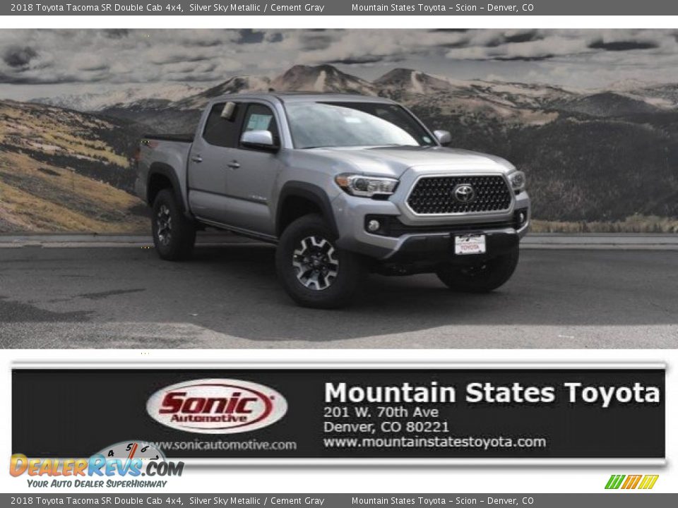 2018 Toyota Tacoma SR Double Cab 4x4 Silver Sky Metallic / Cement Gray Photo #1