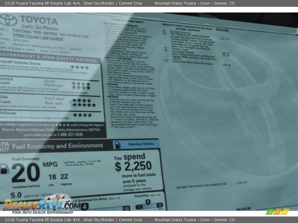 2018 Toyota Tacoma SR Double Cab 4x4 Silver Sky Metallic / Cement Gray Photo #36