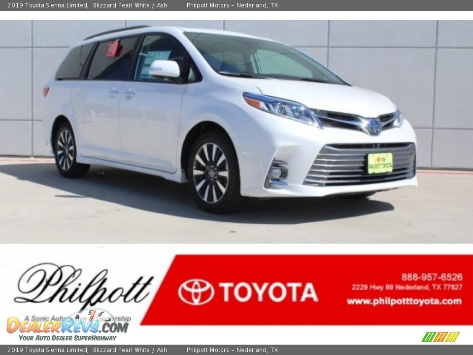 2019 Toyota Sienna Limited Blizzard Pearl White / Ash Photo #1
