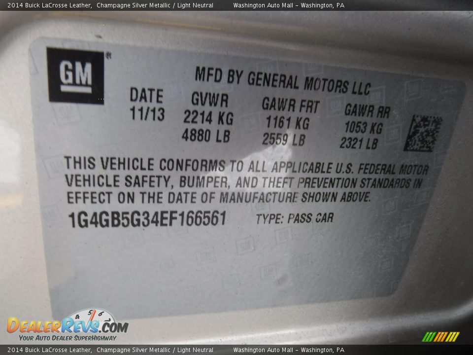 2014 Buick LaCrosse Leather Champagne Silver Metallic / Light Neutral Photo #24