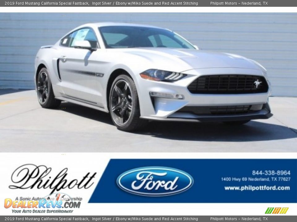 2019 Ford Mustang California Special Fastback Ingot Silver / Ebony w/Miko Suede and Red Accent Stitching Photo #1
