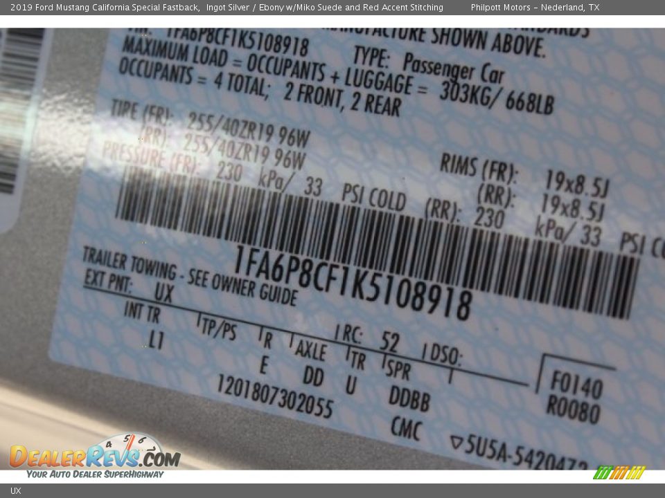 Ford Color Code UX Ingot Silver