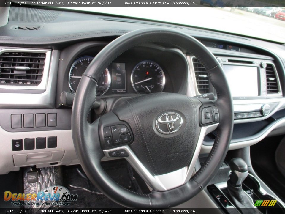 2015 Toyota Highlander XLE AWD Blizzard Pearl White / Ash Photo #27