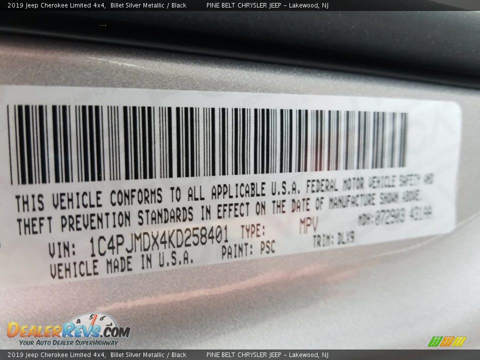 2019 Jeep Cherokee Limited 4x4 Billet Silver Metallic / Black Photo #9