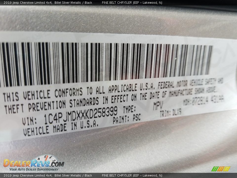 2019 Jeep Cherokee Limited 4x4 Billet Silver Metallic / Black Photo #9