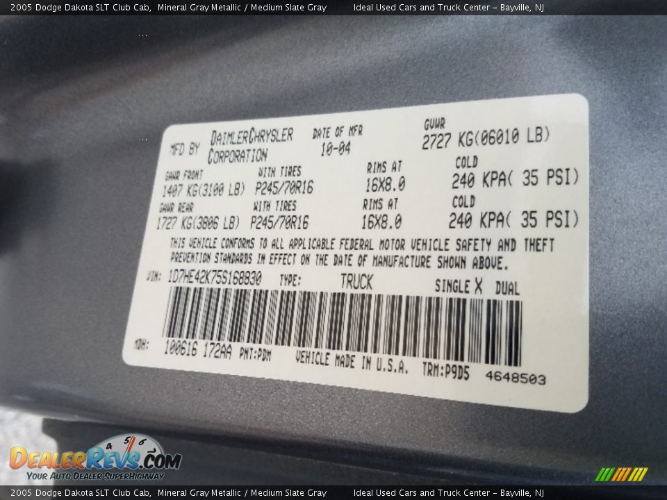 2005 Dodge Dakota SLT Club Cab Mineral Gray Metallic / Medium Slate Gray Photo #7
