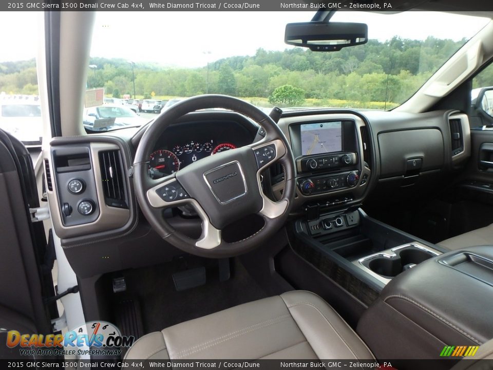 2015 GMC Sierra 1500 Denali Crew Cab 4x4 White Diamond Tricoat / Cocoa/Dune Photo #15