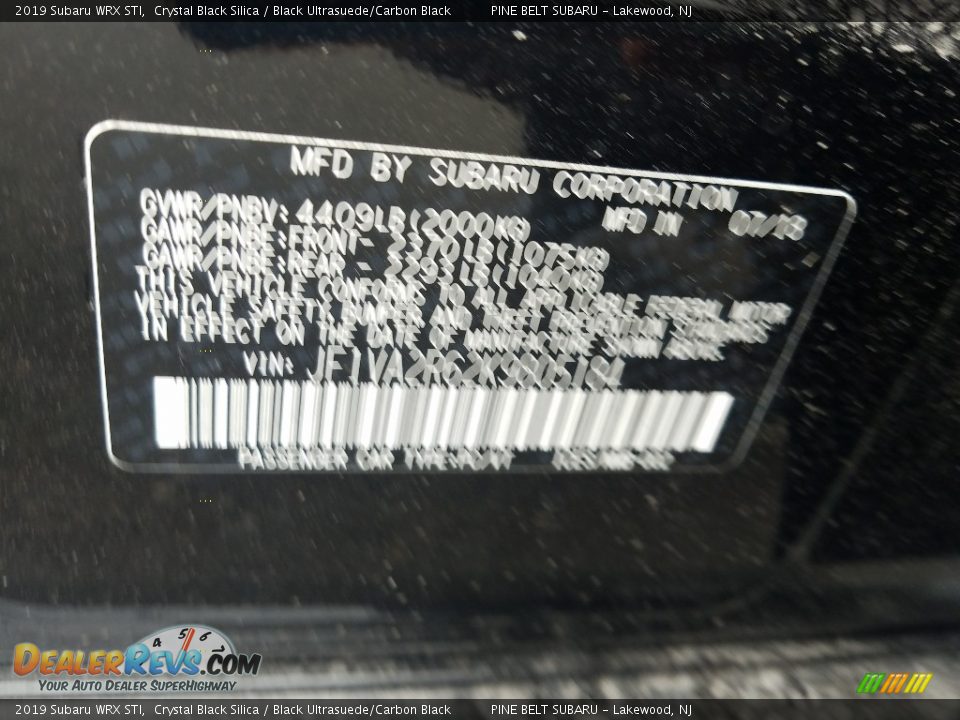 2019 Subaru WRX STI Crystal Black Silica / Black Ultrasuede/Carbon Black Photo #9