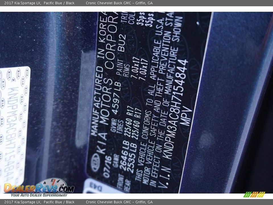 2017 Kia Sportage LX Pacific Blue / Black Photo #20