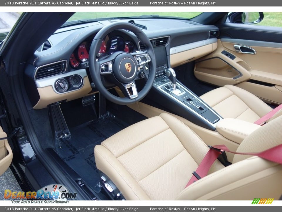 Black/Luxor Beige Interior - 2018 Porsche 911 Carrera 4S Cabriolet Photo #11