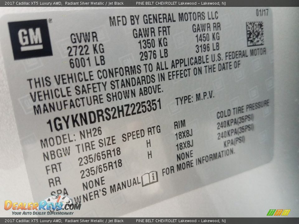 2017 Cadillac XT5 Luxury AWD Radiant Silver Metallic / Jet Black Photo #26