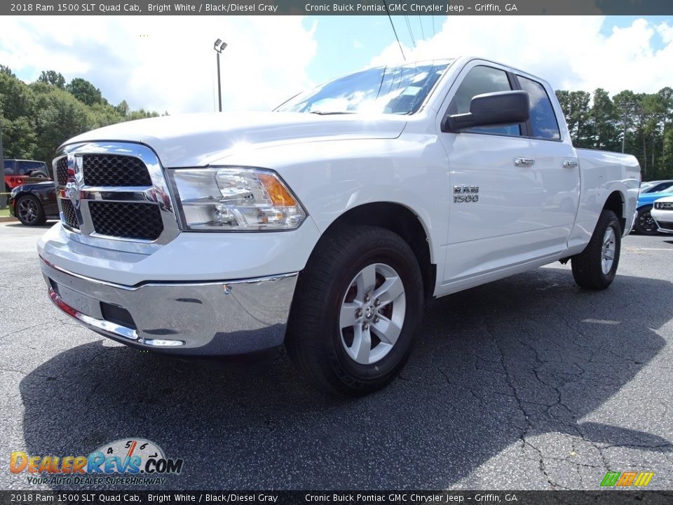 2018 Ram 1500 SLT Quad Cab Bright White / Black/Diesel Gray Photo #3