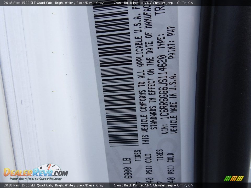 2018 Ram 1500 SLT Quad Cab Bright White / Black/Diesel Gray Photo #19