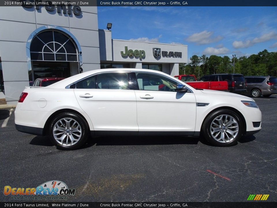2014 Ford Taurus Limited White Platinum / Dune Photo #14