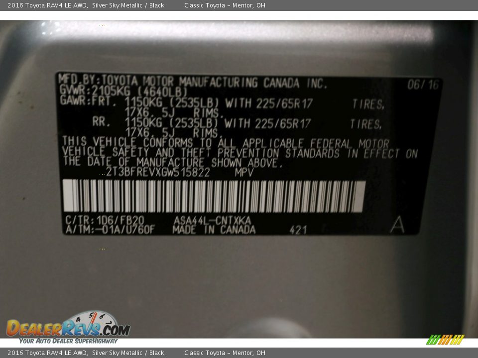 2016 Toyota RAV4 LE AWD Silver Sky Metallic / Black Photo #19