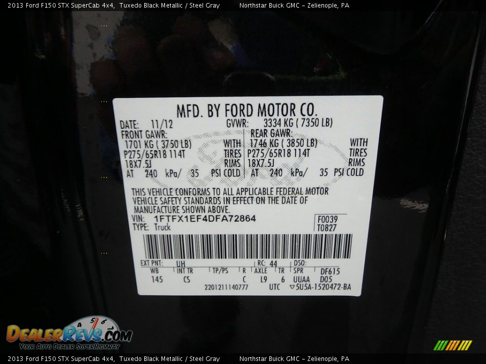 2013 Ford F150 STX SuperCab 4x4 Tuxedo Black Metallic / Steel Gray Photo #20