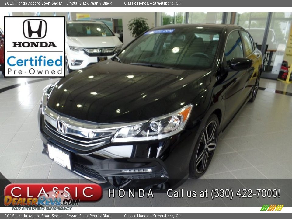 2016 Honda Accord Sport Sedan Crystal Black Pearl / Black Photo #1