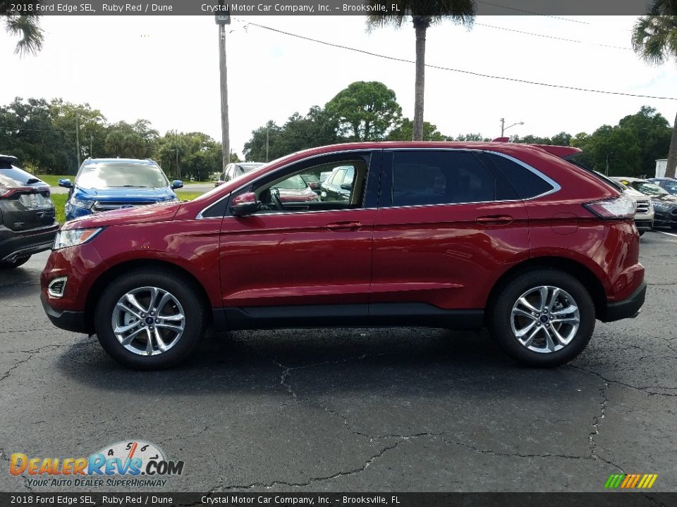 2018 Ford Edge SEL Ruby Red / Dune Photo #3