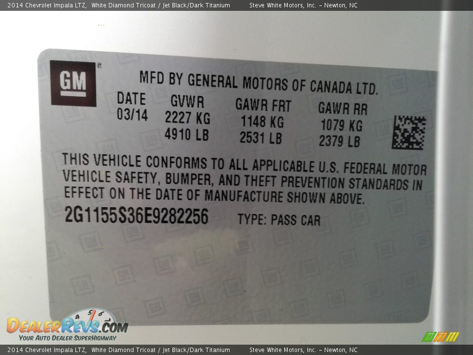 2014 Chevrolet Impala LTZ White Diamond Tricoat / Jet Black/Dark Titanium Photo #35