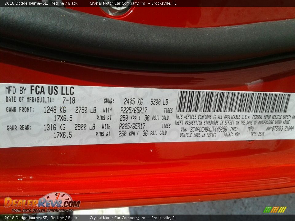 2018 Dodge Journey SE Redline / Black Photo #20