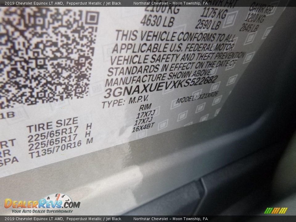 2019 Chevrolet Equinox LT AWD Pepperdust Metallic / Jet Black Photo #16