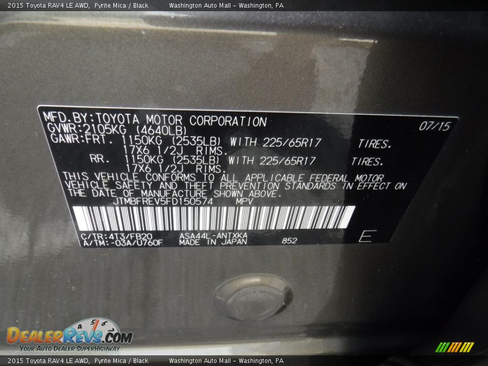 2015 Toyota RAV4 LE AWD Pyrite Mica / Black Photo #24