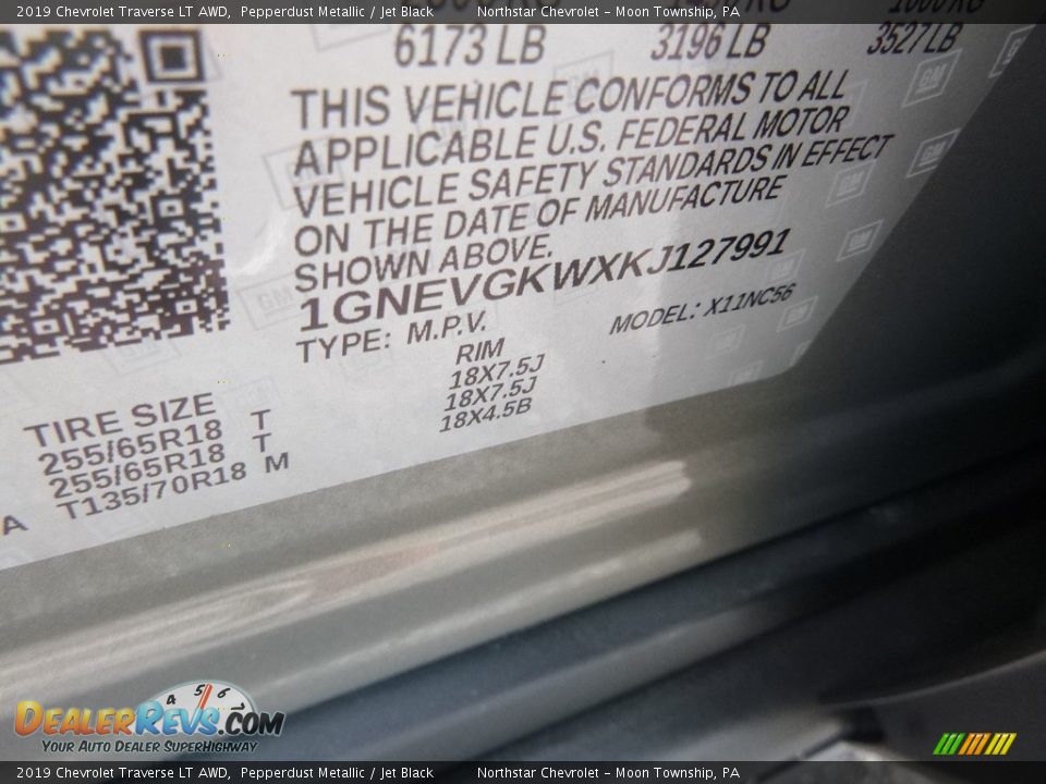 2019 Chevrolet Traverse LT AWD Pepperdust Metallic / Jet Black Photo #17